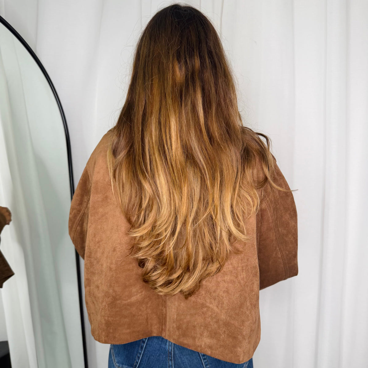 Manteau en daim camel
