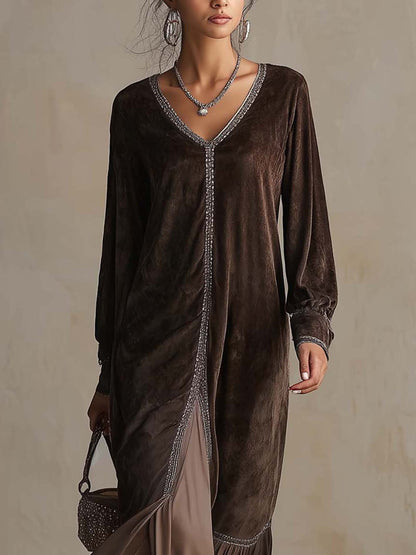 Vestido Midi de Camurça Sintética