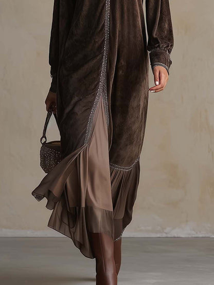 Vestido Midi de Camurça Sintética