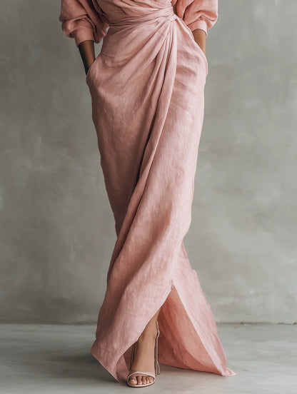 Robe longue Lorena à col en V