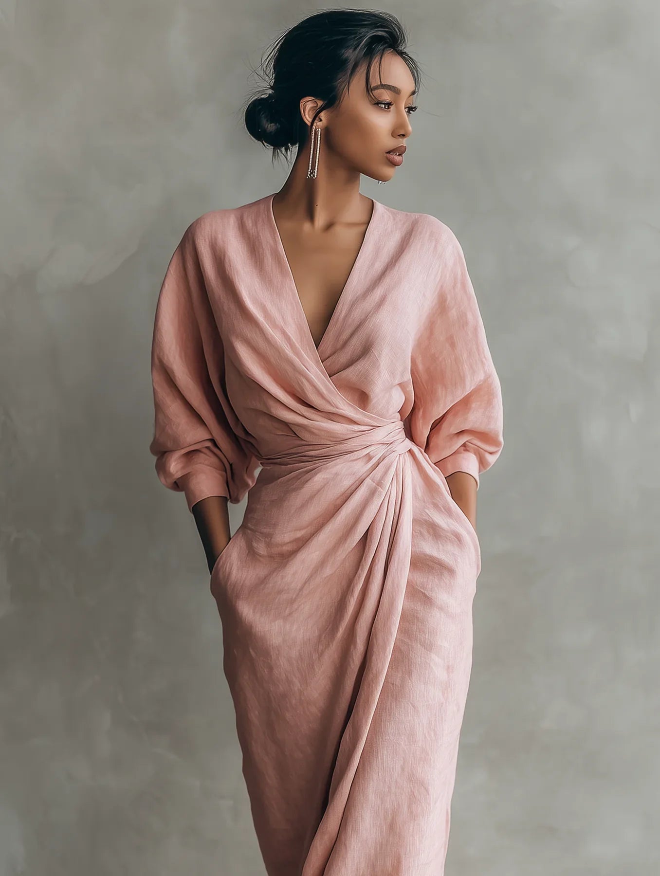 Robe longue Lorena à col en V