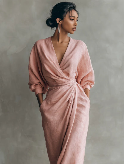 Robe longue Lorena à col en V