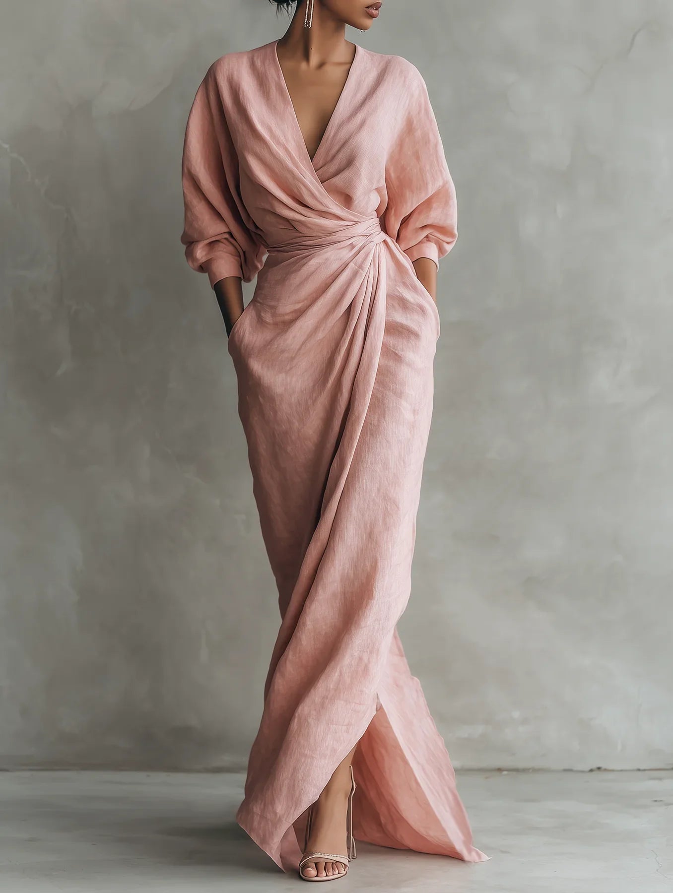 Robe longue Lorena à col en V