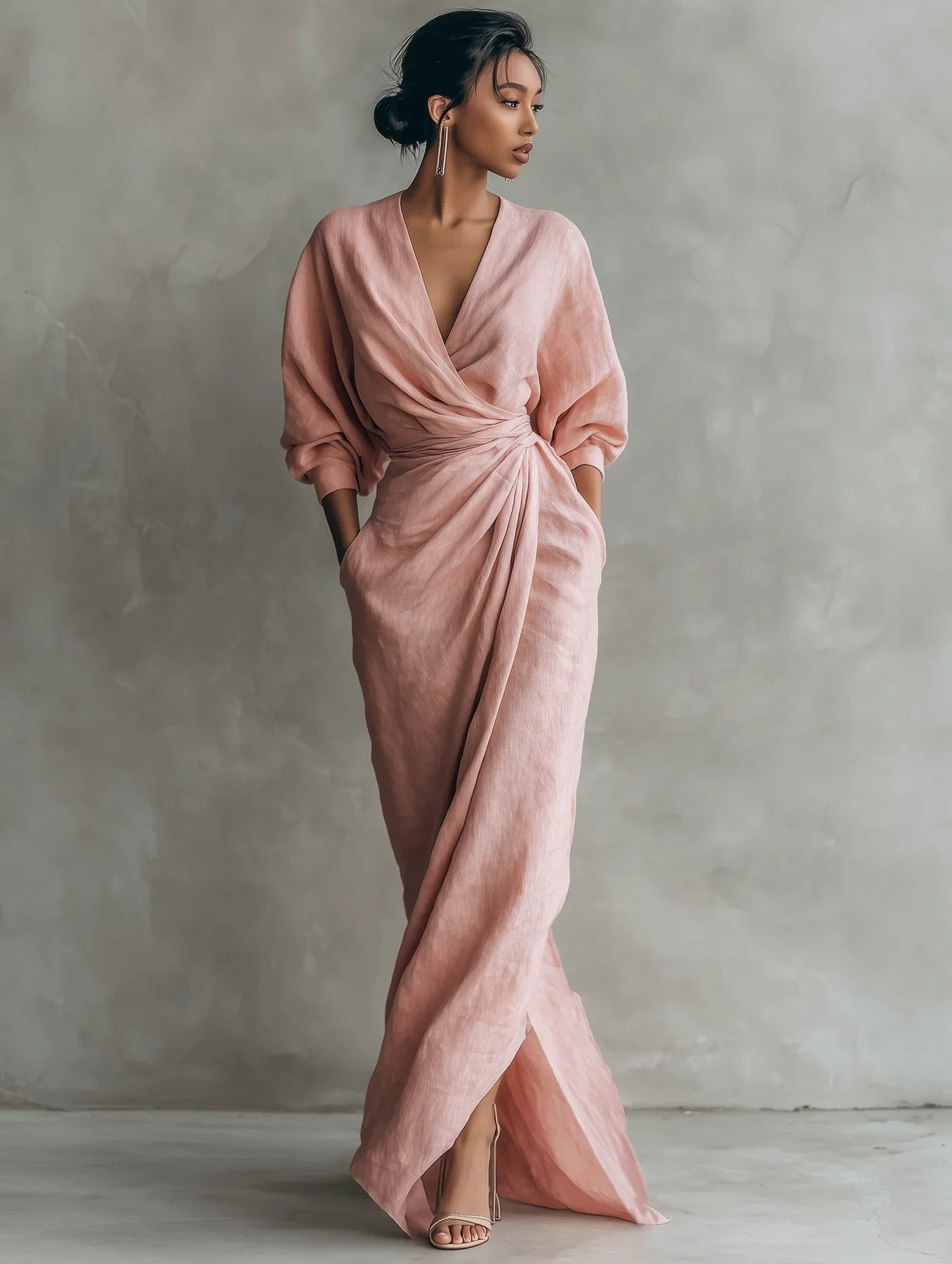 Robe longue Lorena à col en V
