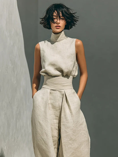 Joana Conjunto Elegante de Algodón y Lino