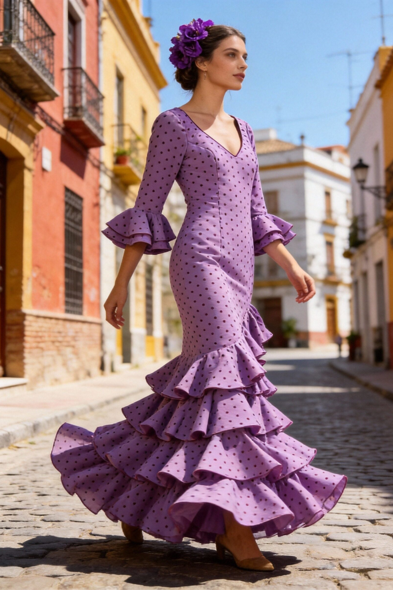 ROBE DE FLAMENCO LOLITA À POIS MOYENS