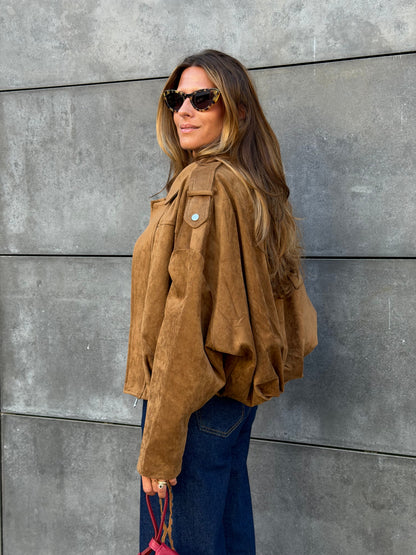 Manteau en daim camel