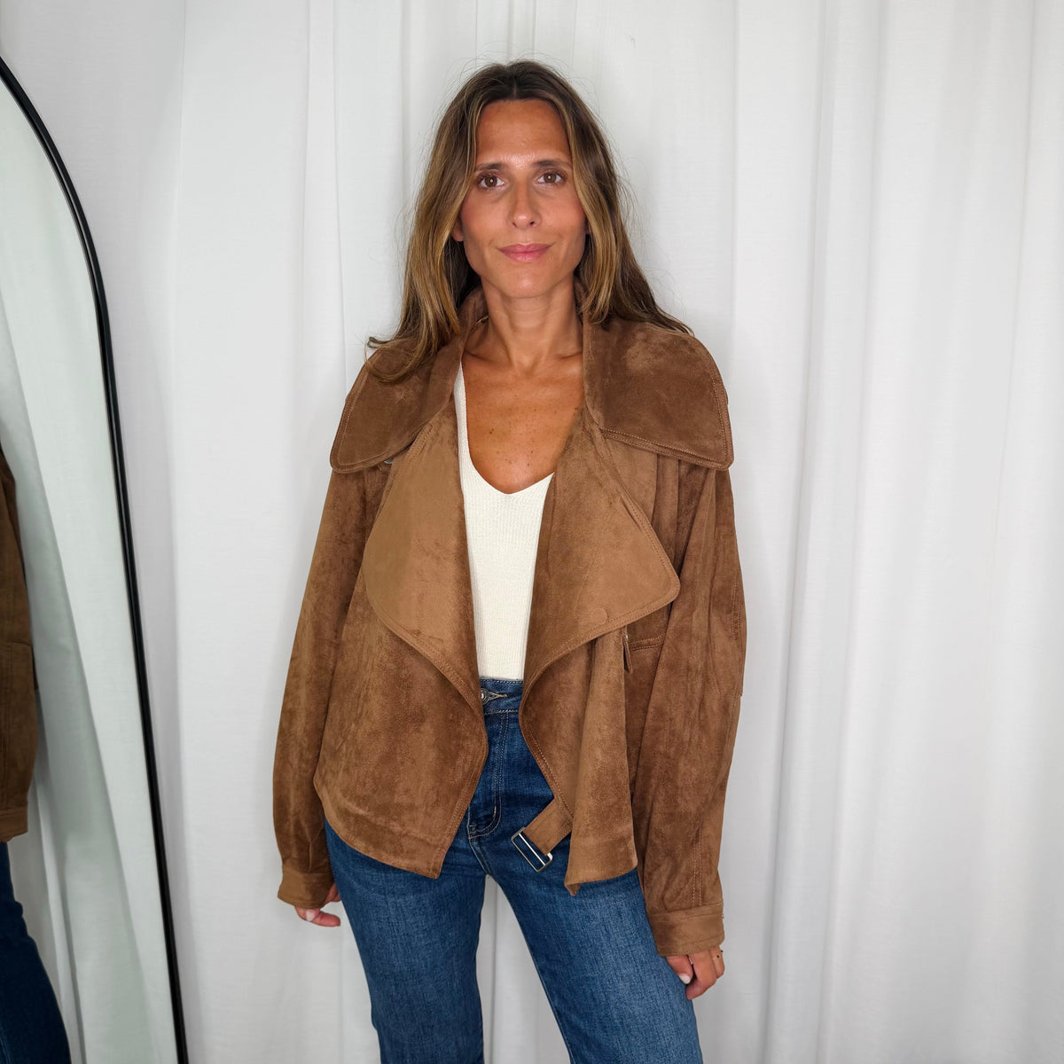 Manteau en daim camel