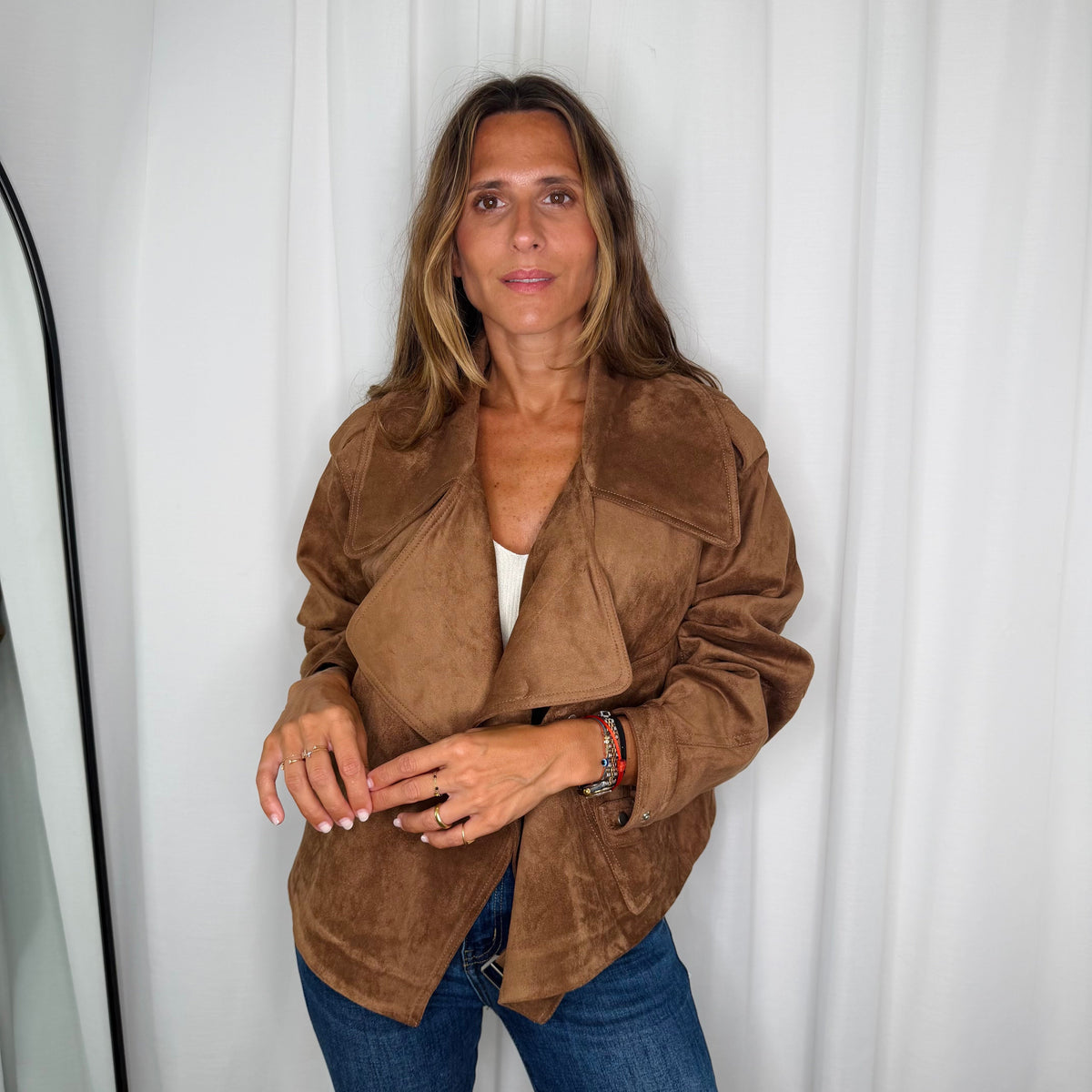 Manteau en daim camel