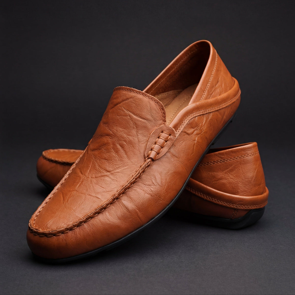Mocassins elegantes em pele para homem
