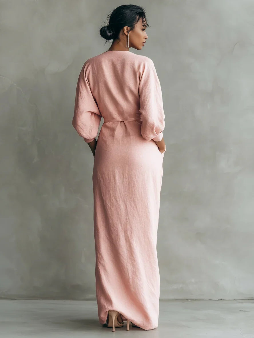 Robe longue Lorena à col en V