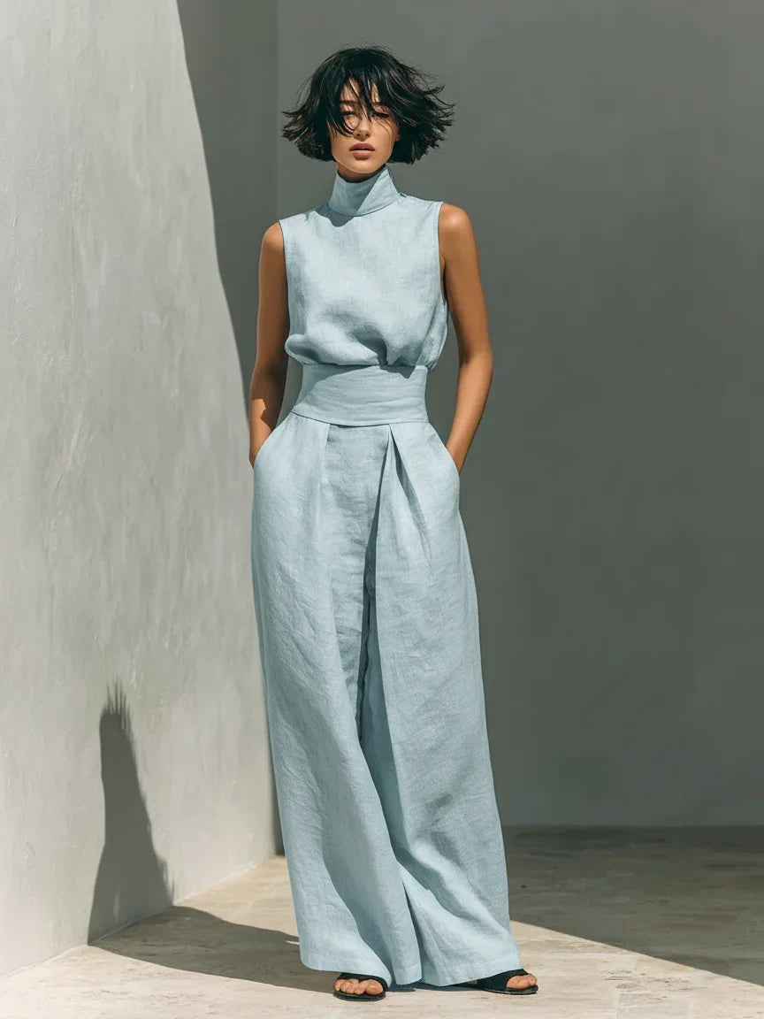 Joana Conjunto Elegante de Algodón y Lino