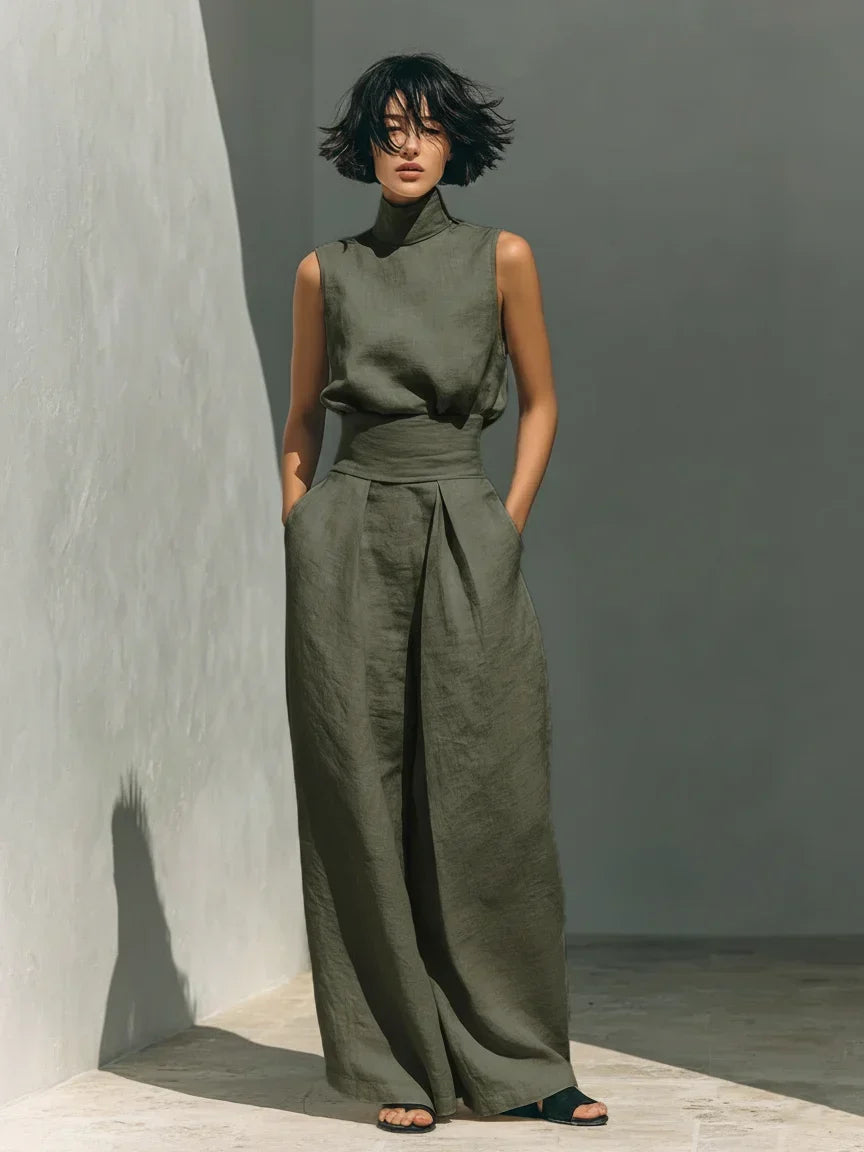 Joana Conjunto Elegante de Algodón y Lino