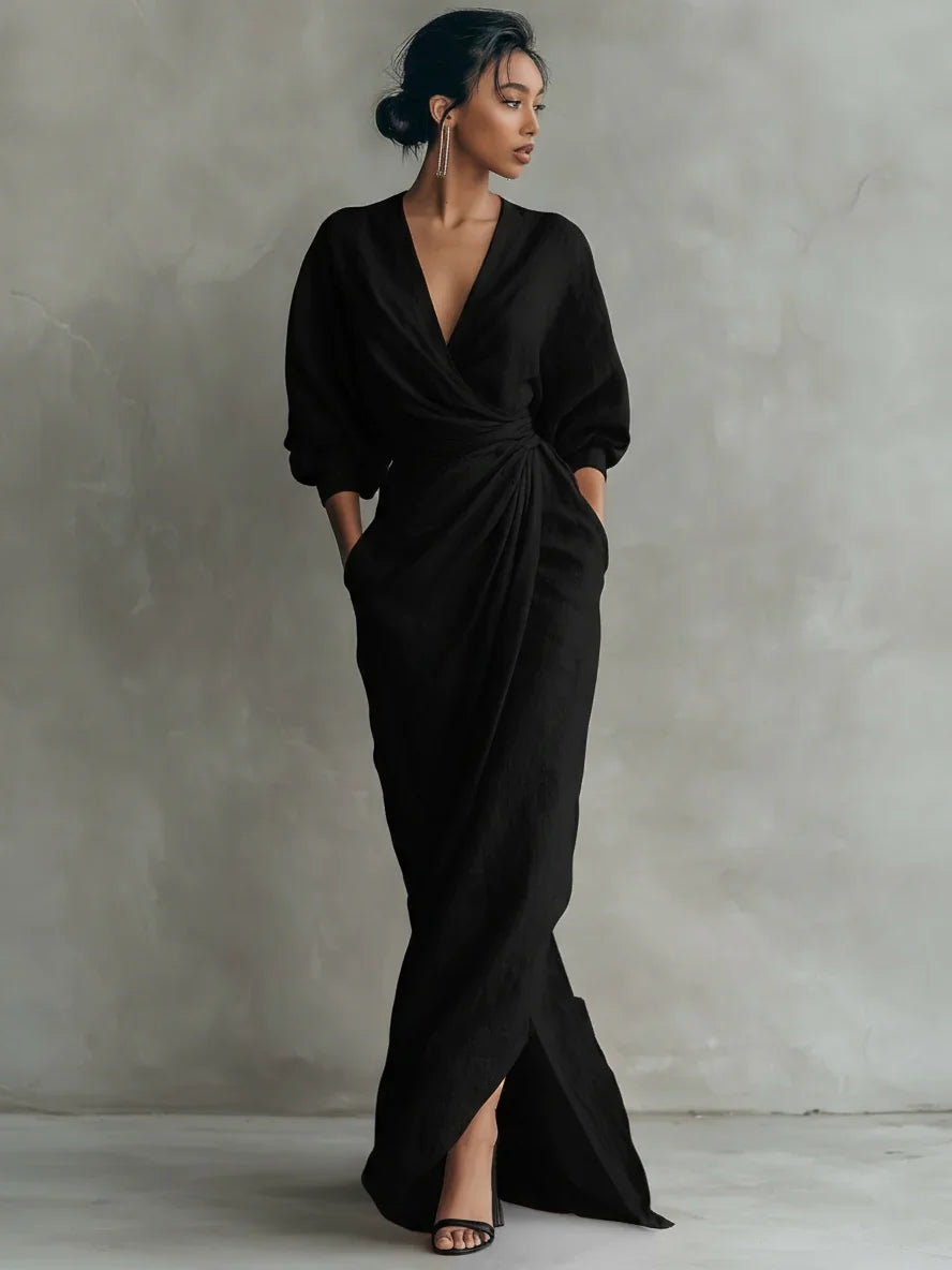 Robe longue Lorena à col en V