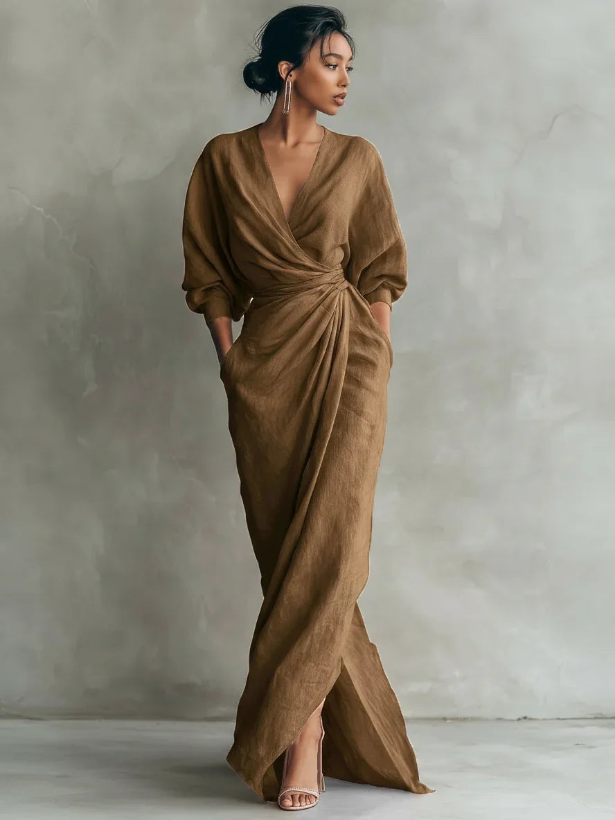 Robe longue Lorena à col en V