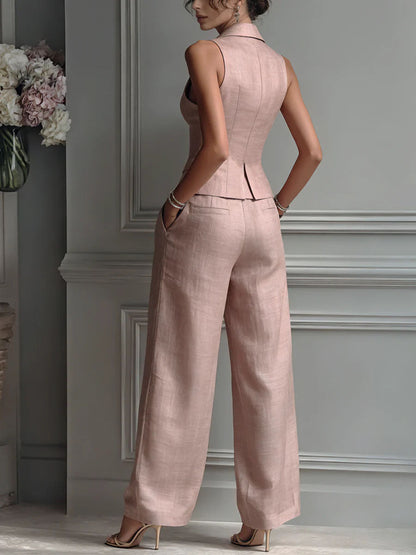 Louise | Ensemble deux pièces boutonné avec col en V pour femme