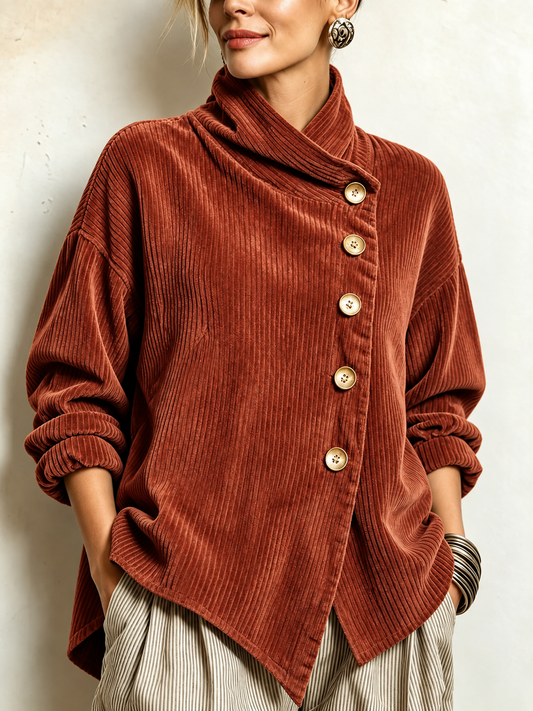 Carmela | A Camisola de Bombazina com Botões em Terracota