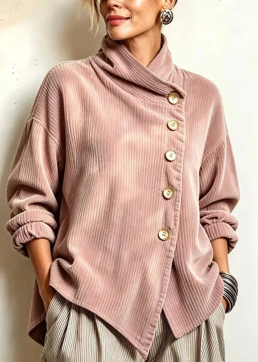 Carmela | A Camisola de Bombazina com Botões em Rosa Antigo
