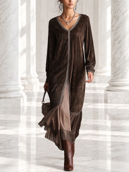 Vestido Midi de Camurça Sintética