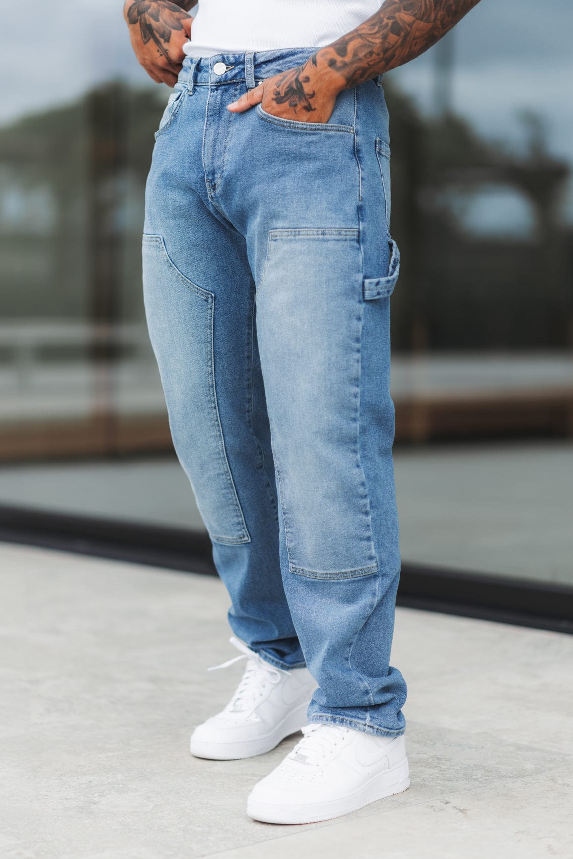 JEANS DE CARPINTERO - AZUL CLARO LAVADO