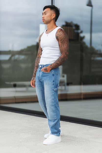 JEANS DE CARPINTERO - AZUL CLARO LAVADO