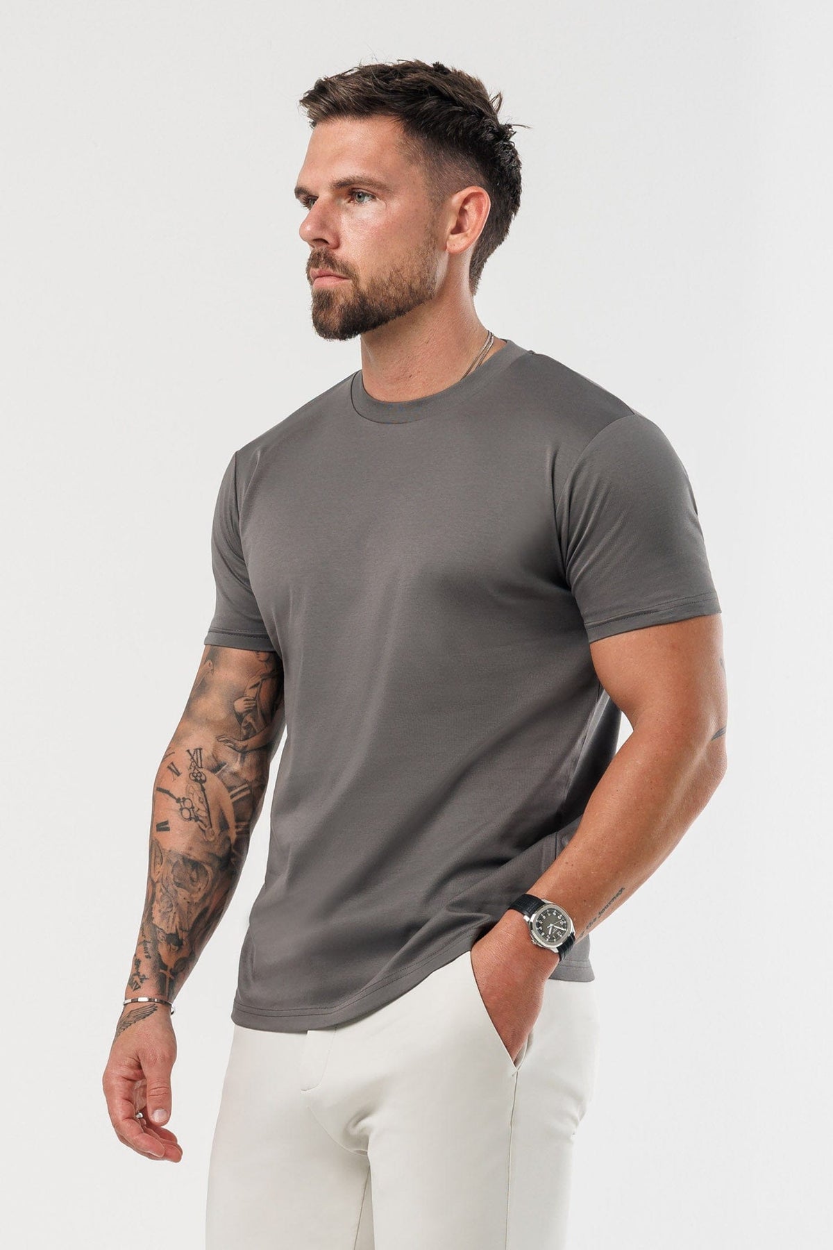 T-SHIRT LUXE MERCERIZADA - CINZENTO