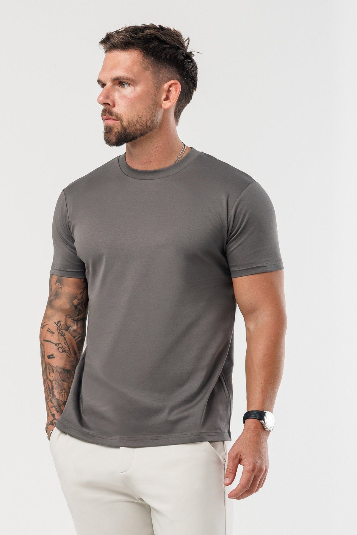 T-SHIRT LUXE MERCERIZADA - CINZENTO