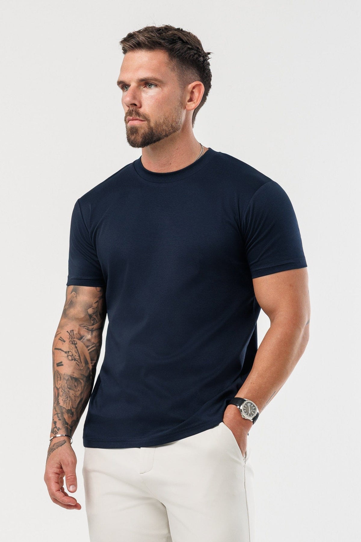 T-SHIRT LUXE MERCERIZADA - AZUL-MARINHO