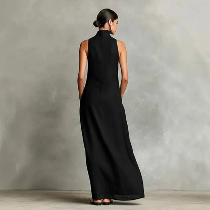 Robe longue Marina ample sans manches à col montant