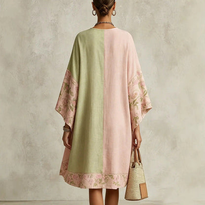 Jimena Vestido Bohemio Floral con Manga Murciélago y Cuello en V