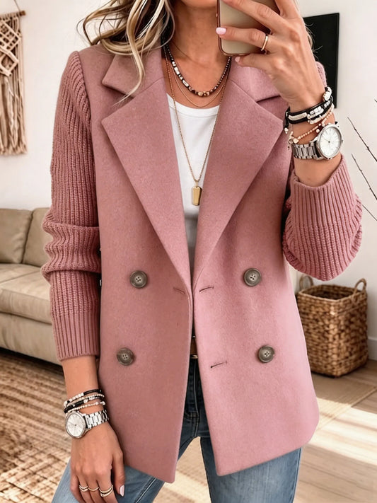 Blazer Elegante com Mangas de Malha Rosa